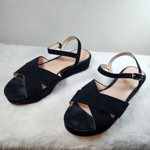 Kate Spade New York Bunton Platform Sandals | Size 10B | Black Suede Ankle Strap